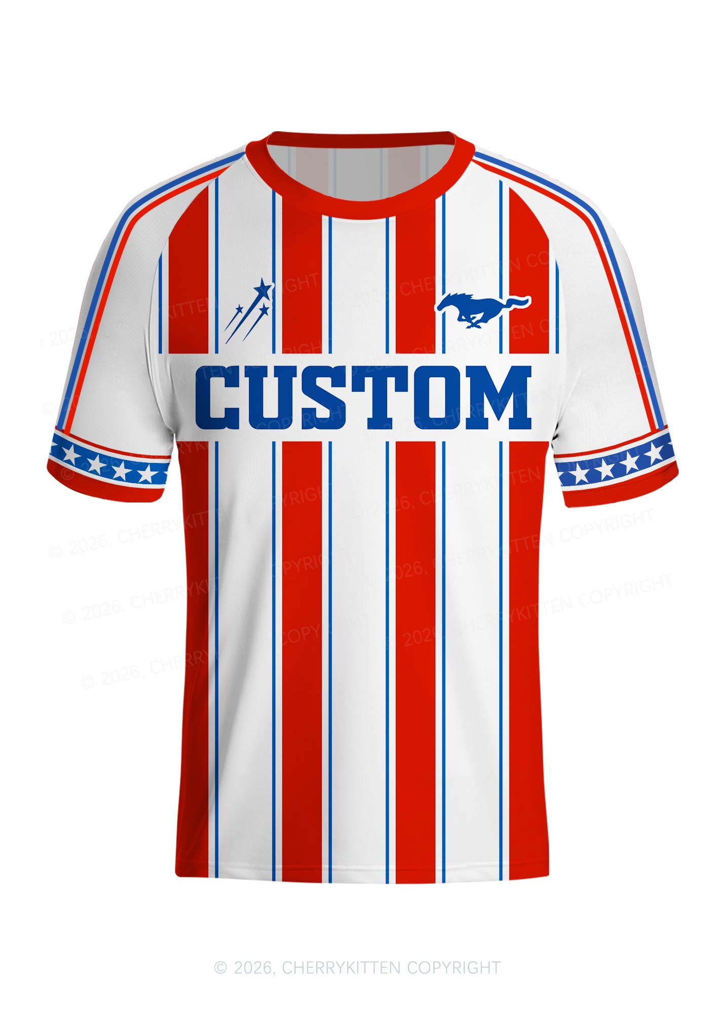 Custom Text Red White Stripes Y2K Football Jersey Shirts Cherrykitten