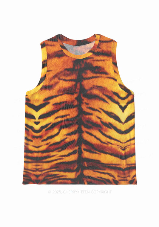 Wild Tiger Texture Y2K Mesh Muscle Tank Cherrykitten