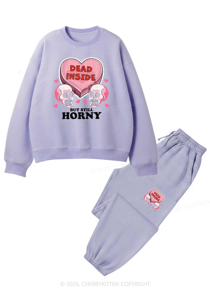 Halloween Dead Inside Y2K Fleece Sweatshirts Set Cherrykitten