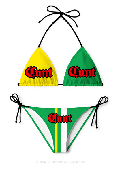 Gothic Red Cxxt Y2K Print Bikini Set Cherrykitten
