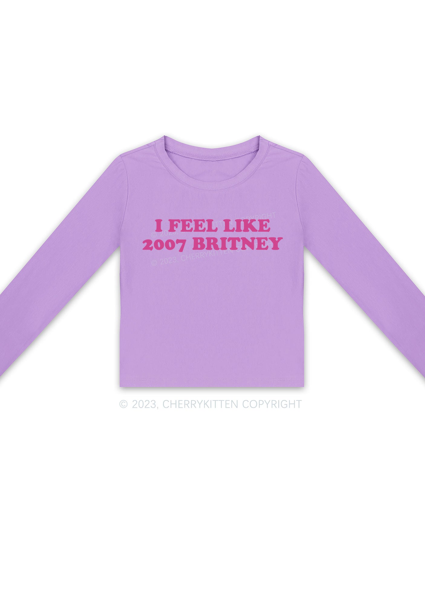 I Feel Like 2007 Britney Long Sleeve Crop Top Cherrykitten