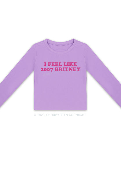 I Feel Like 2007 Britney Long Sleeve Crop Top Cherrykitten