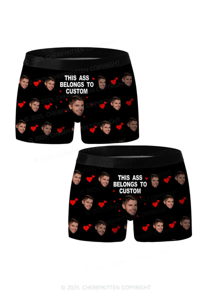 Custom This Axx Belongs Valentine's Day Y2K Print Couples Boxer Briefs Set Cherrykitten