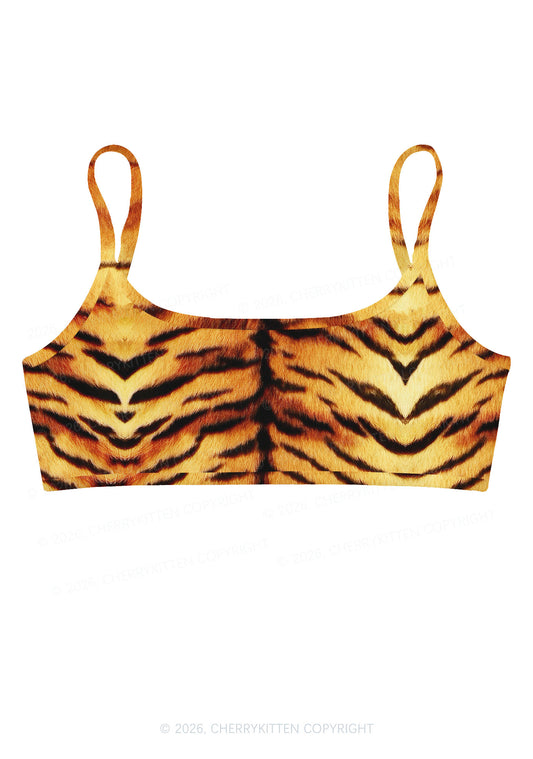 Wild Tiger Texture Y2K Print Super Crop Cami Cherrykitten