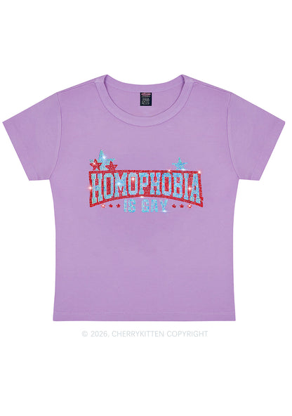 Rhinestone Homophobia Is Gay Pride Y2K Baby Tee Cherrykitten