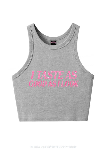 Glitter I Taste Good Y2K Crop Tank Top Cherrykitten