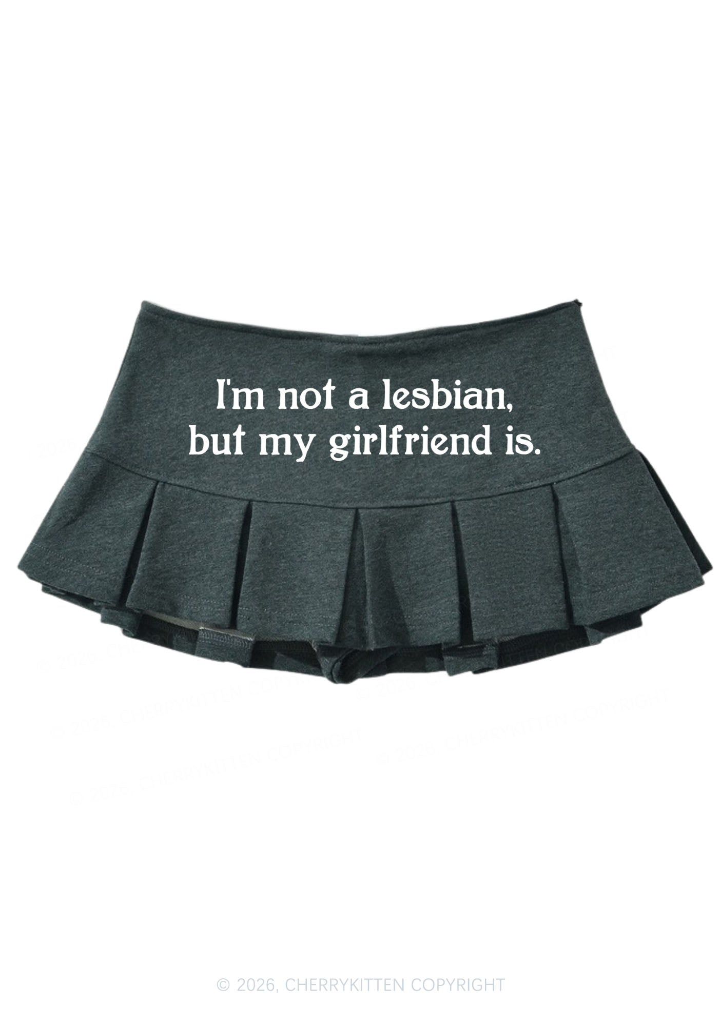 Im Not A Lesbian Pride Y2K Mini Pleated Skirts Cherrykitten