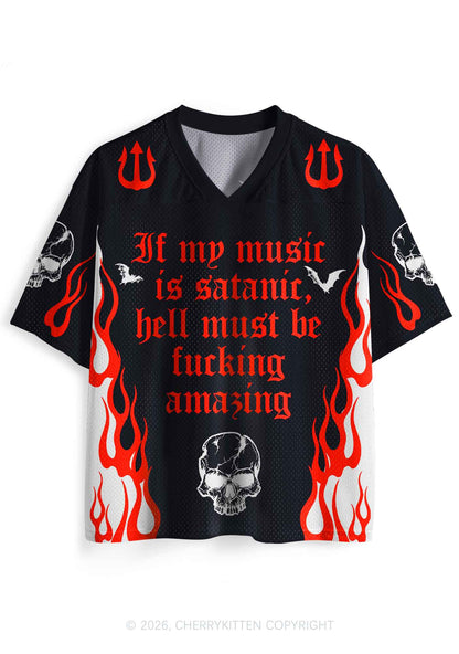 Halloween My Music Is Satanic Y2K Sport Jersey Shirts Cherrykitten