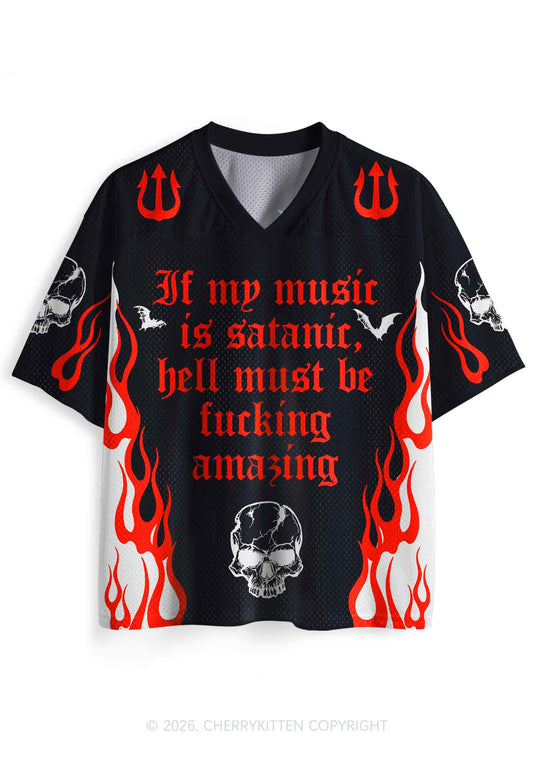 Halloween My Music Is Satanic Y2K Sport Jersey Shirts Cherrykitten