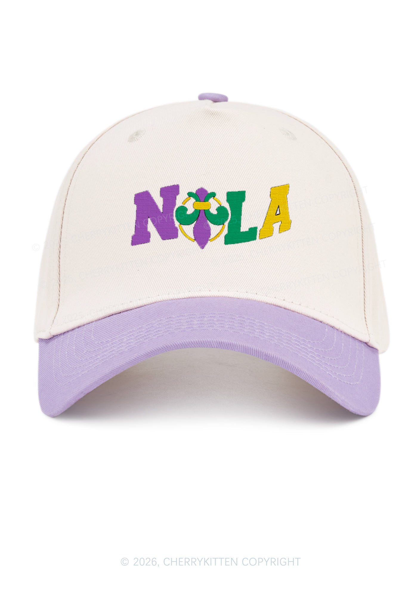 Embroidered Nola Fleur De Lis Y2K Color Block Baseball Cap Cherrykitten