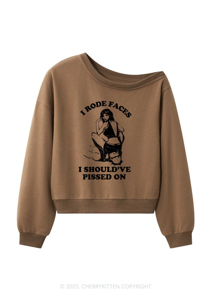 I Rode Faces Y2K Off Shoulder Sweatshirts Cherrykitten
