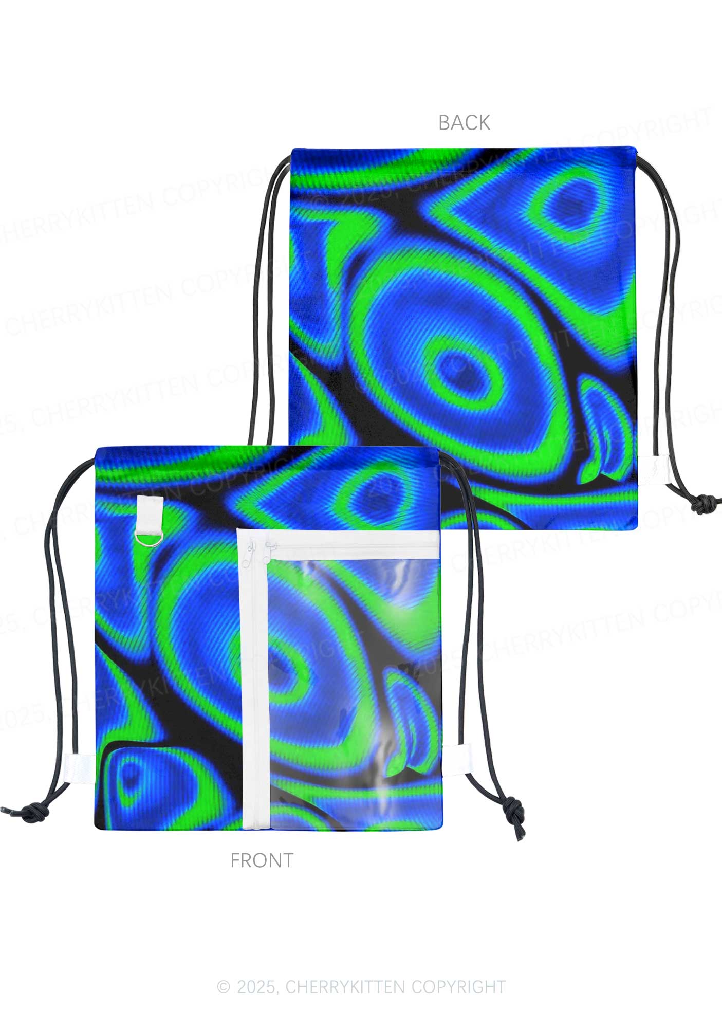 Psychedelic Aperture Y2K Drawstring Itabag Backpack Cherrykitten
