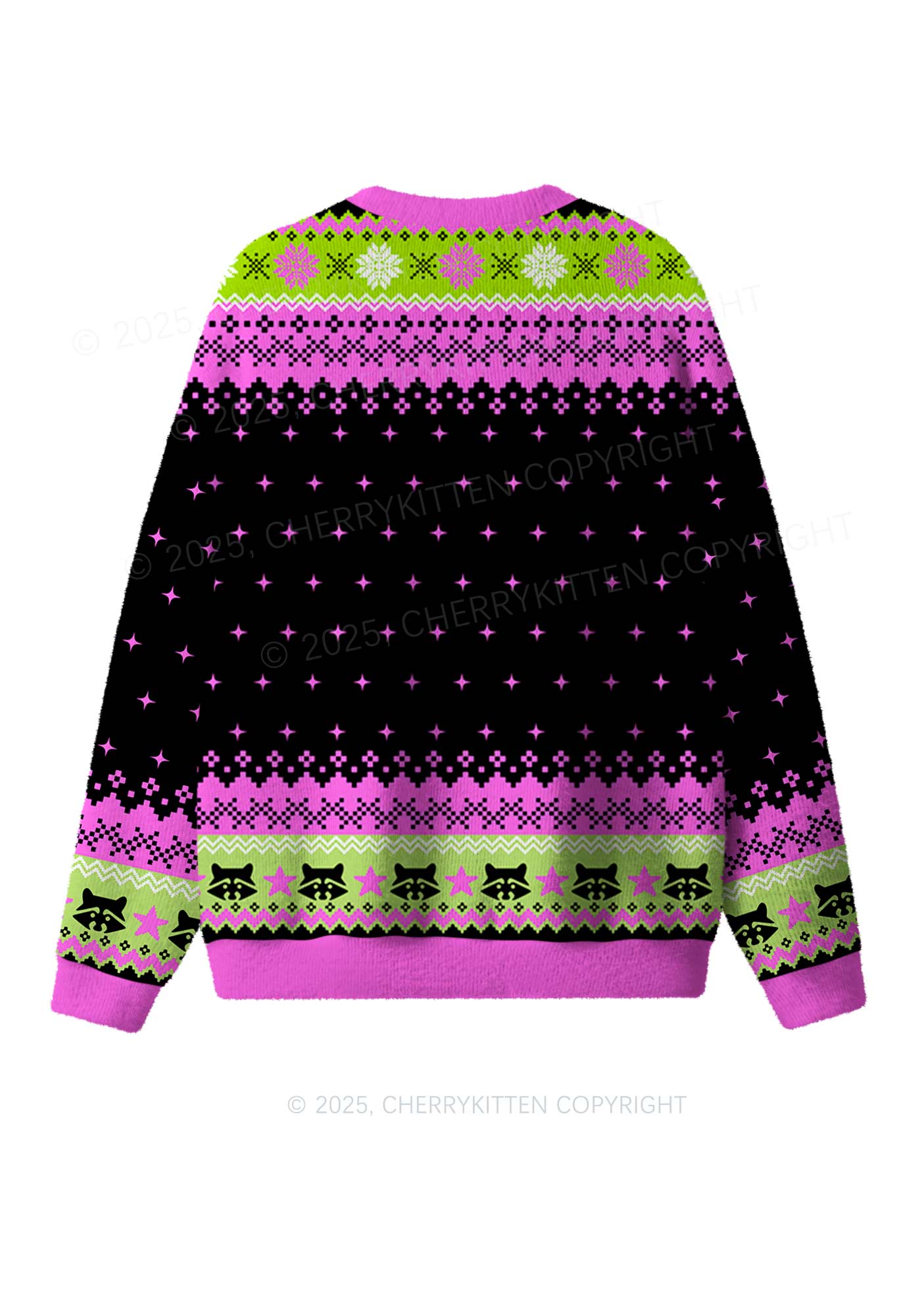 Live Fast Eat Trash Y2K Christmas Knit Sweatshirt Cherrykitten