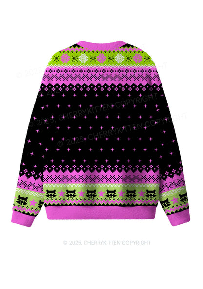 Live Fast Eat Trash Y2K Christmas Knit Sweatshirt Cherrykitten