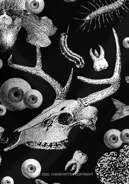 Halloween Goth Animal Bone Skull Y2K Print Square Bandana Cherrykitten