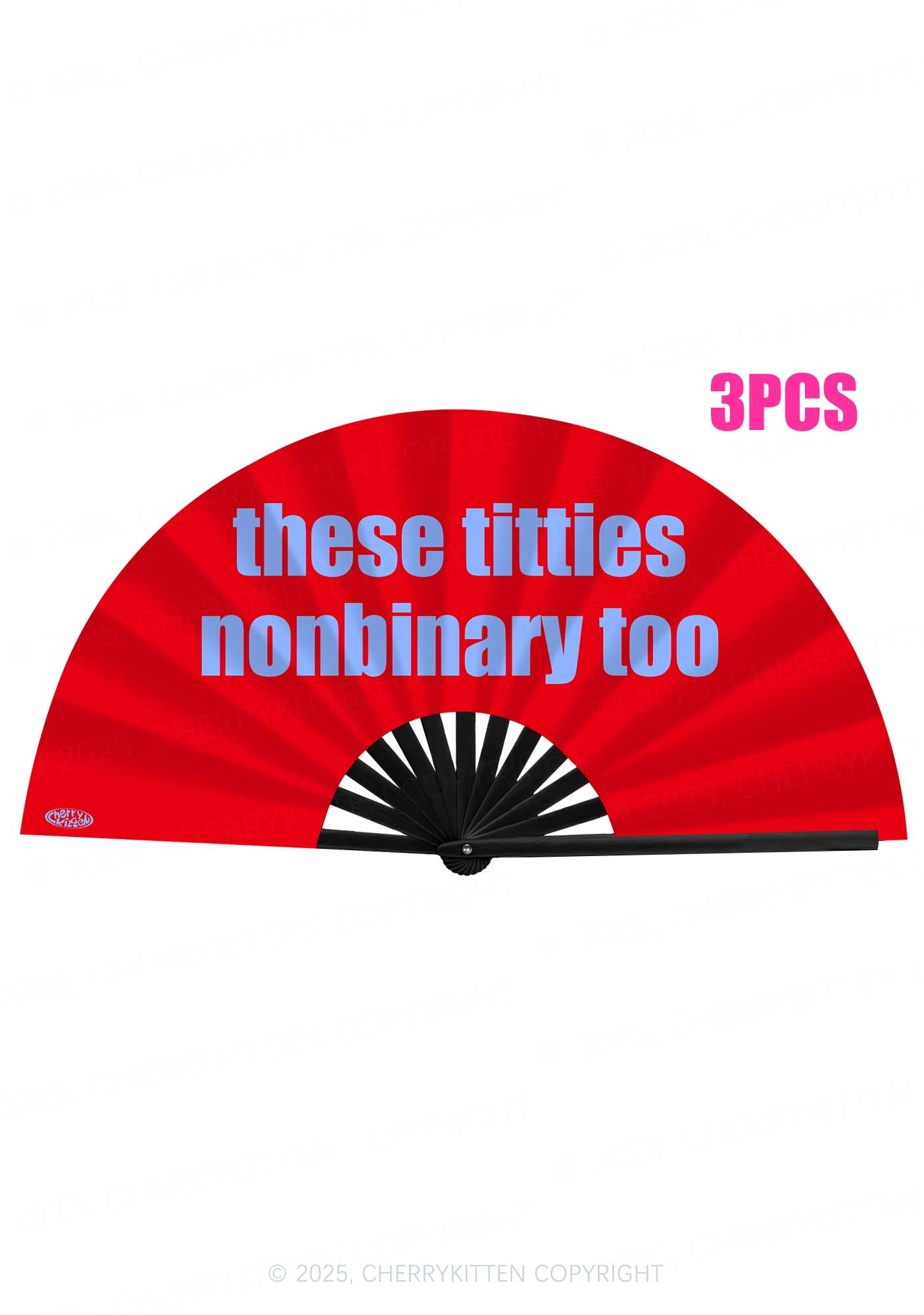 These Txtties Nonbinary Too Pride Y2K Rave Hand Fan Cherrykitten