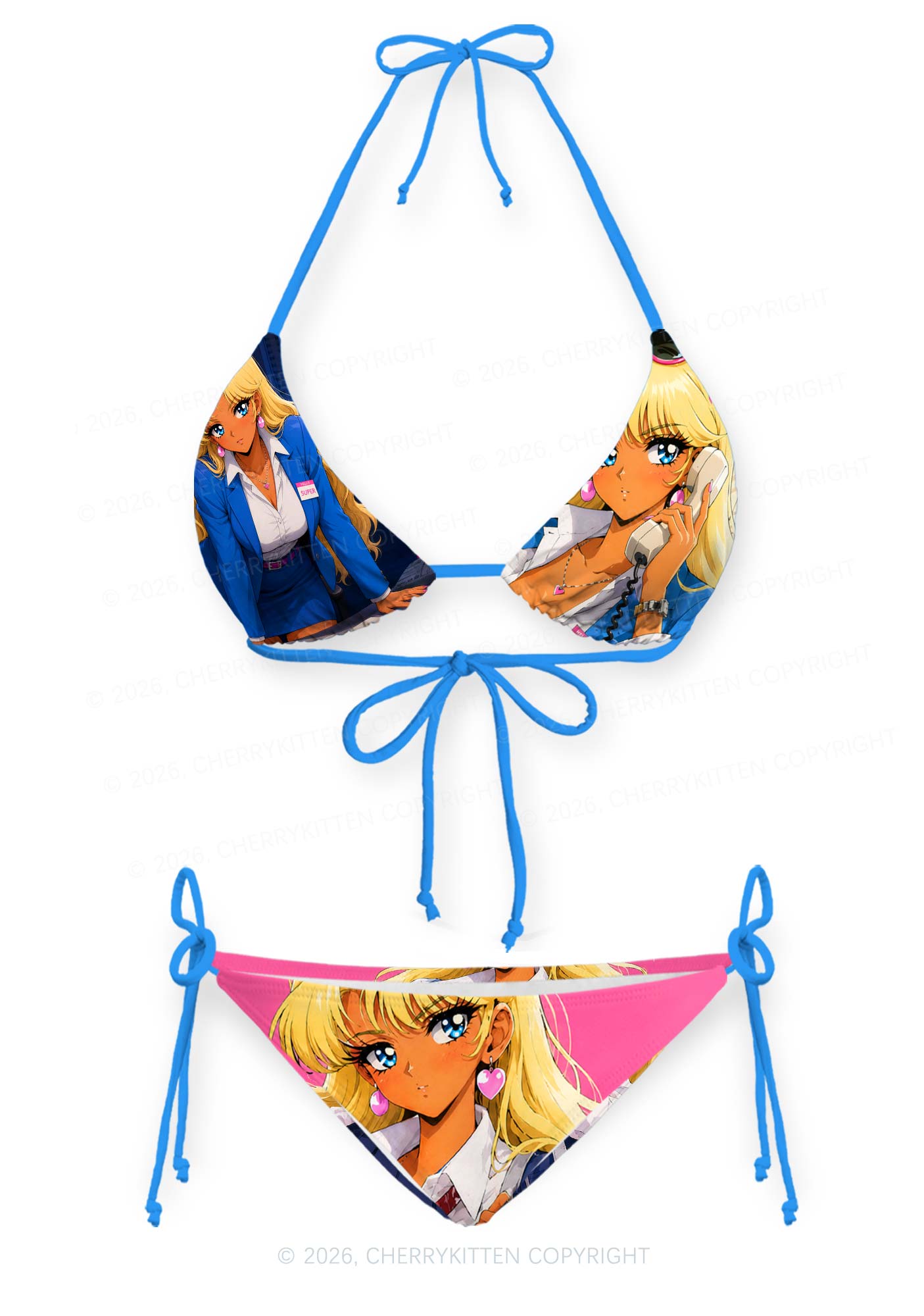 Anime Girl Y2K Print Bikini Set Cherrykitten