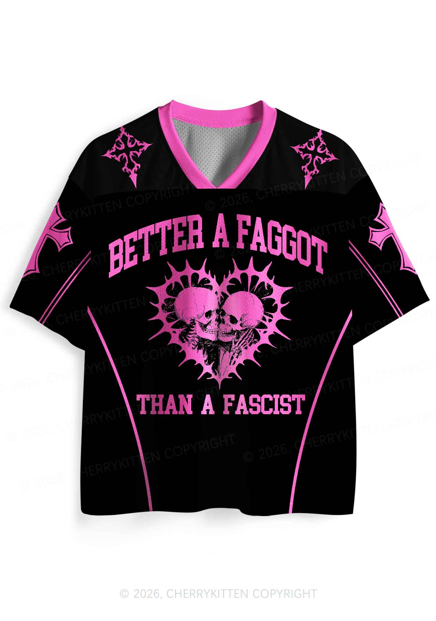 Hot Pink Better A Faggot Than A Fascist Pride Y2K Sport Jersey Shirts Cherrykitten