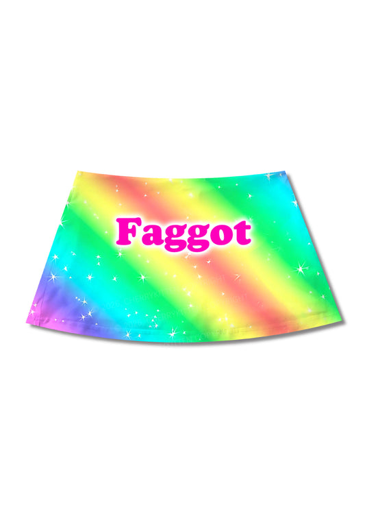 Rainbow Slide Faggot Pride Y2K Print Mini Skirt Cherrykitten