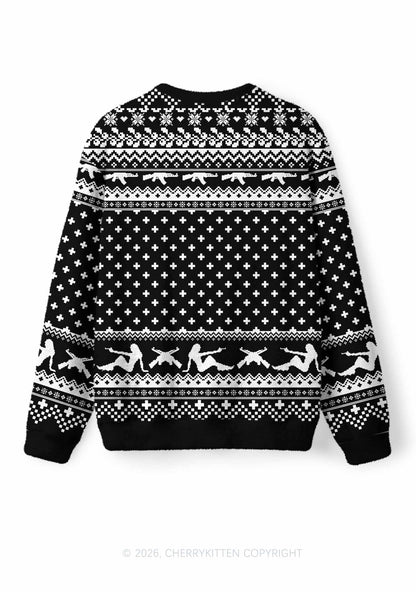 Black Cxxt Y2K Christmas Knit Sweatshirt Cherrykitten