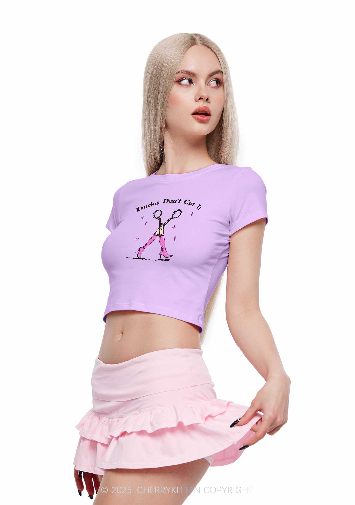 Dudes Dont Cut It Y2K Baby Tee Cherrykitten