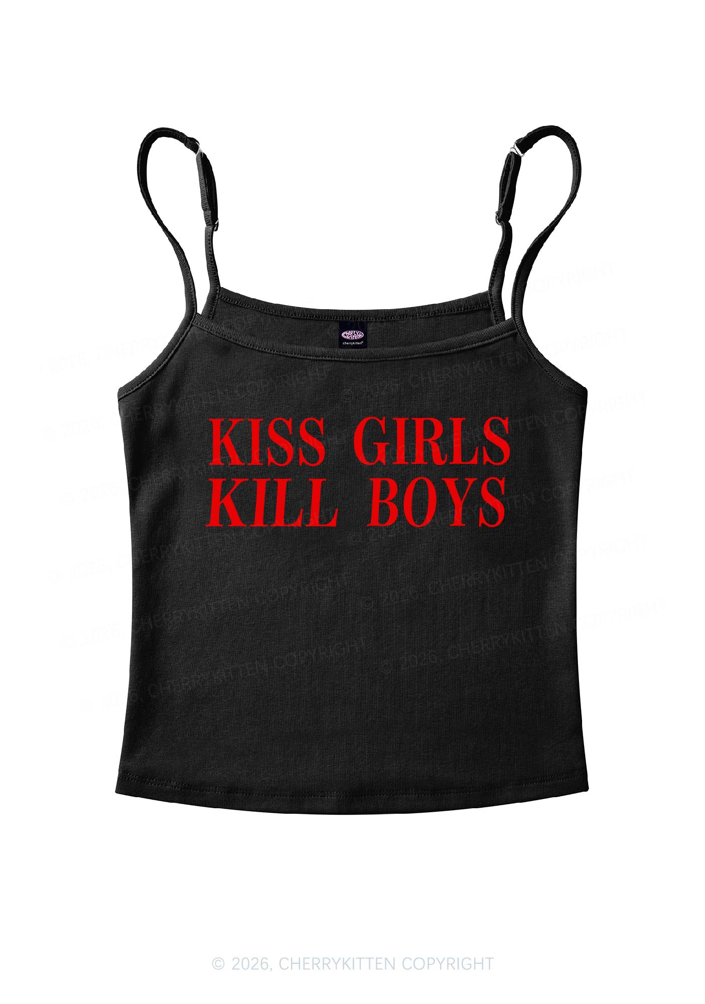 Kiss Girls Kill Boys Pride Y2K Spaghetti Strap Cami Cherrykitten