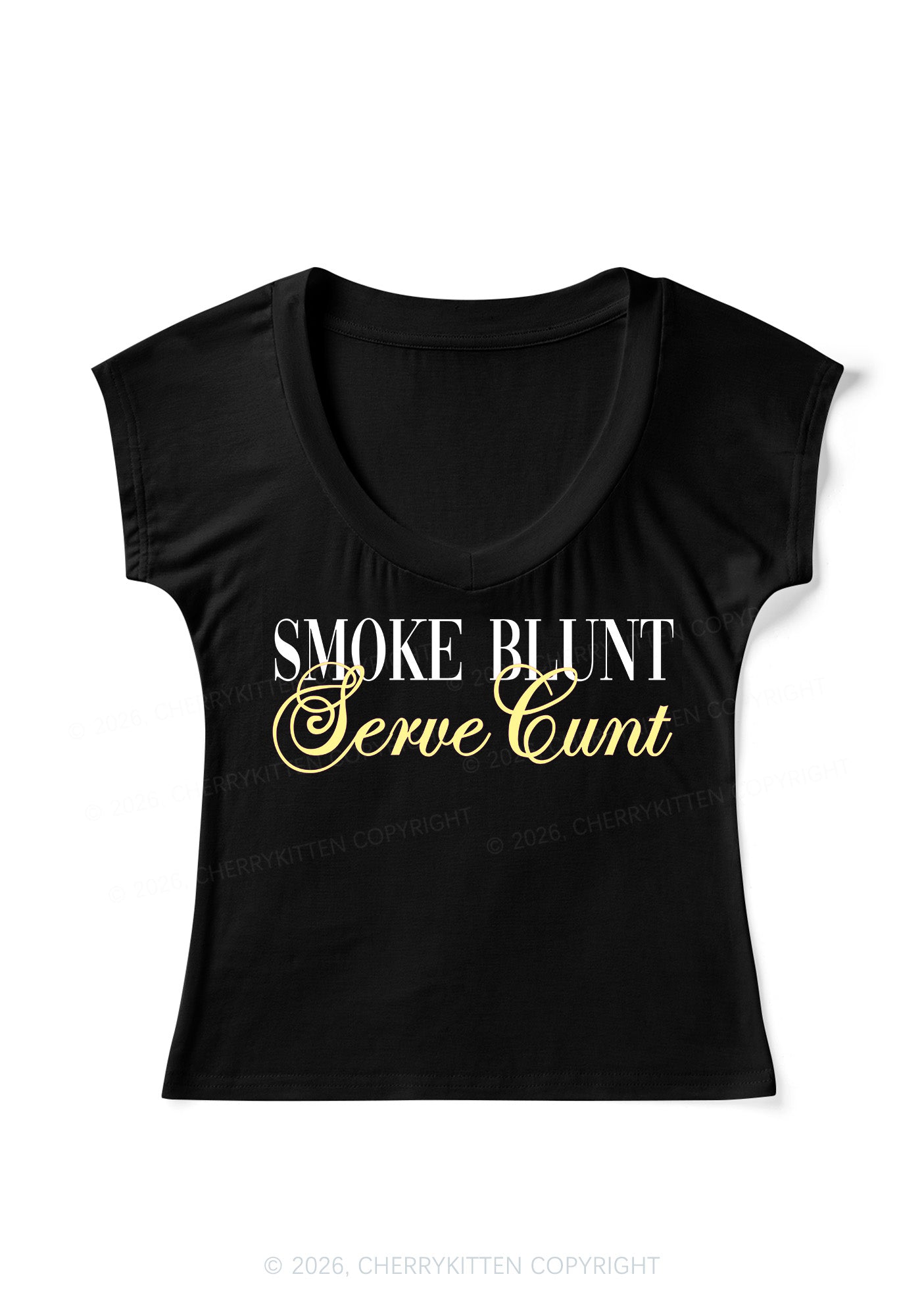 Smoke Blunt Y2K V Neck T Shirts Cherrykitten