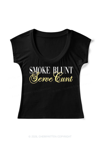 Smoke Blunt Y2K V Neck T Shirts Cherrykitten