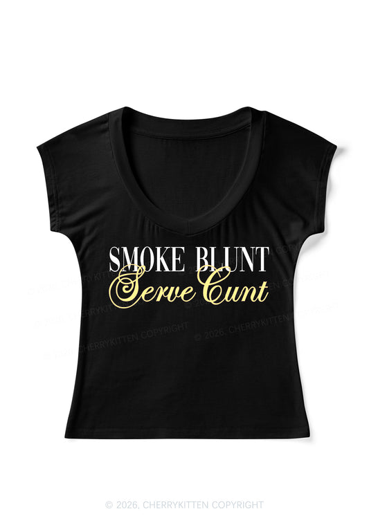 Smoke Blunt Y2K V Neck T Shirts Cherrykitten