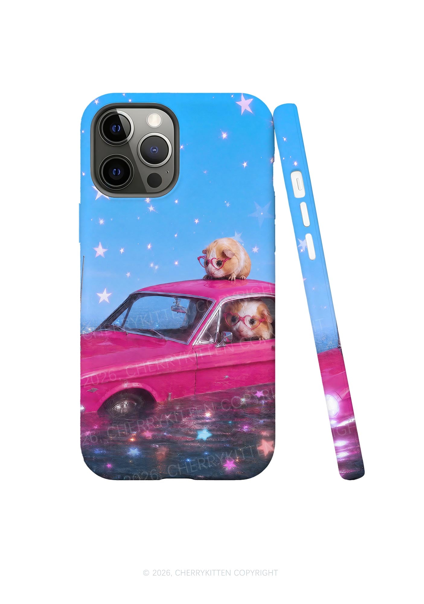 Two Guinea Pigs On Pink Car Y2K Phone Case Cherrykitten