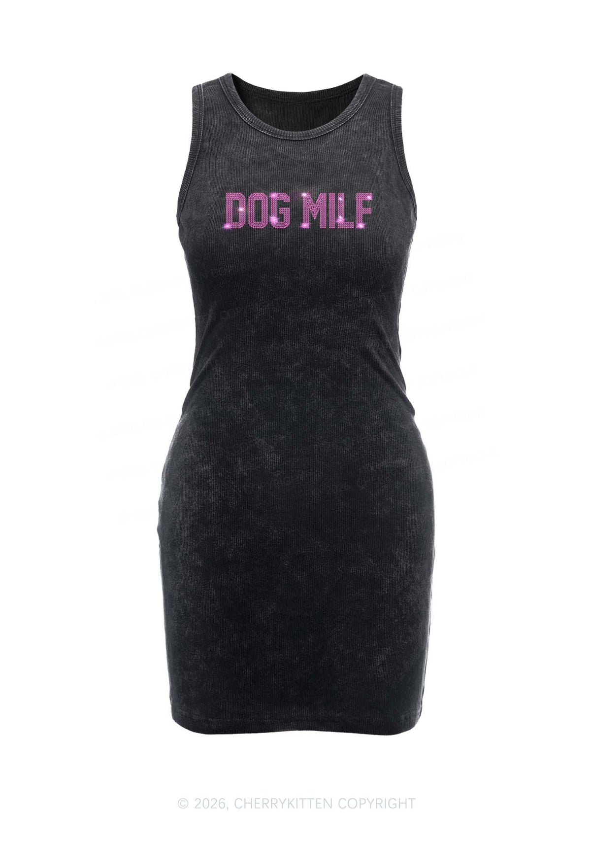 Rhinestone Dog Mxxf Y2K Washed Tank Dress Cherrykitten