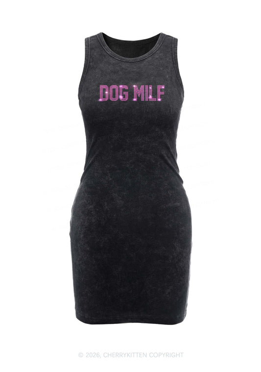 Rhinestone Dog Mxxf Y2K Washed Tank Dress Cherrykitten
