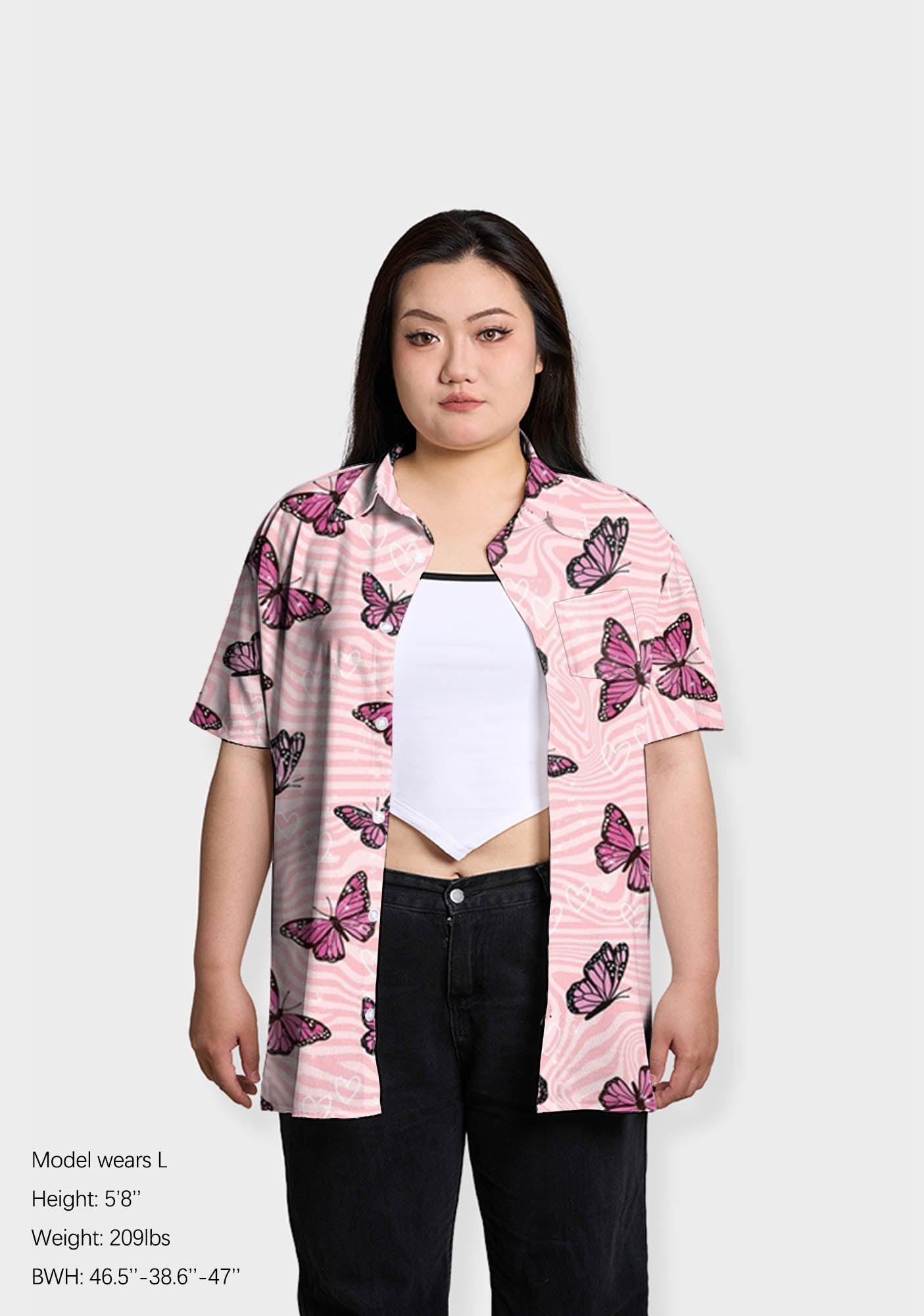 Pink Butterflies Print Shirts