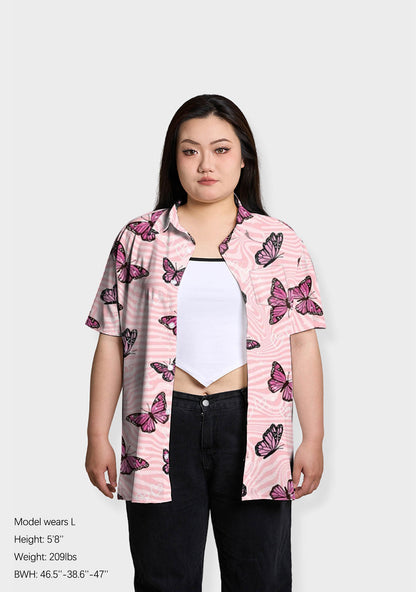 Pink Butterflies Print Shirts