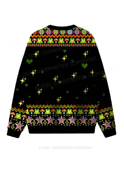 Tism Rizz Frog Y2K Christmas Knit Sweatshirt Cherrykitten