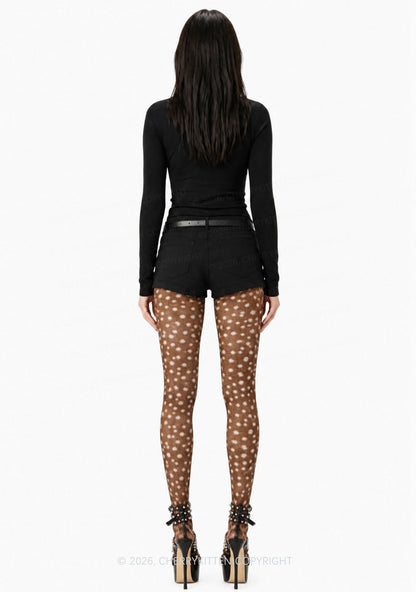 Brown Deer Spots Thin Pantyhose Y2K Tights Cherrykitten