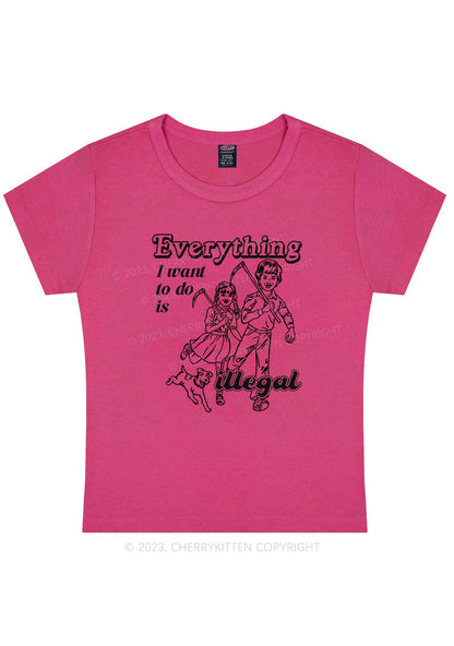Curvy Everything Is Illegal Y2K Baby Tee Cherrykitten