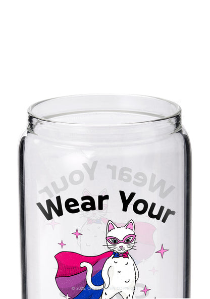 Bisexual Flag Cat Pride Y2K Printed Glass Cup Cherrykitten