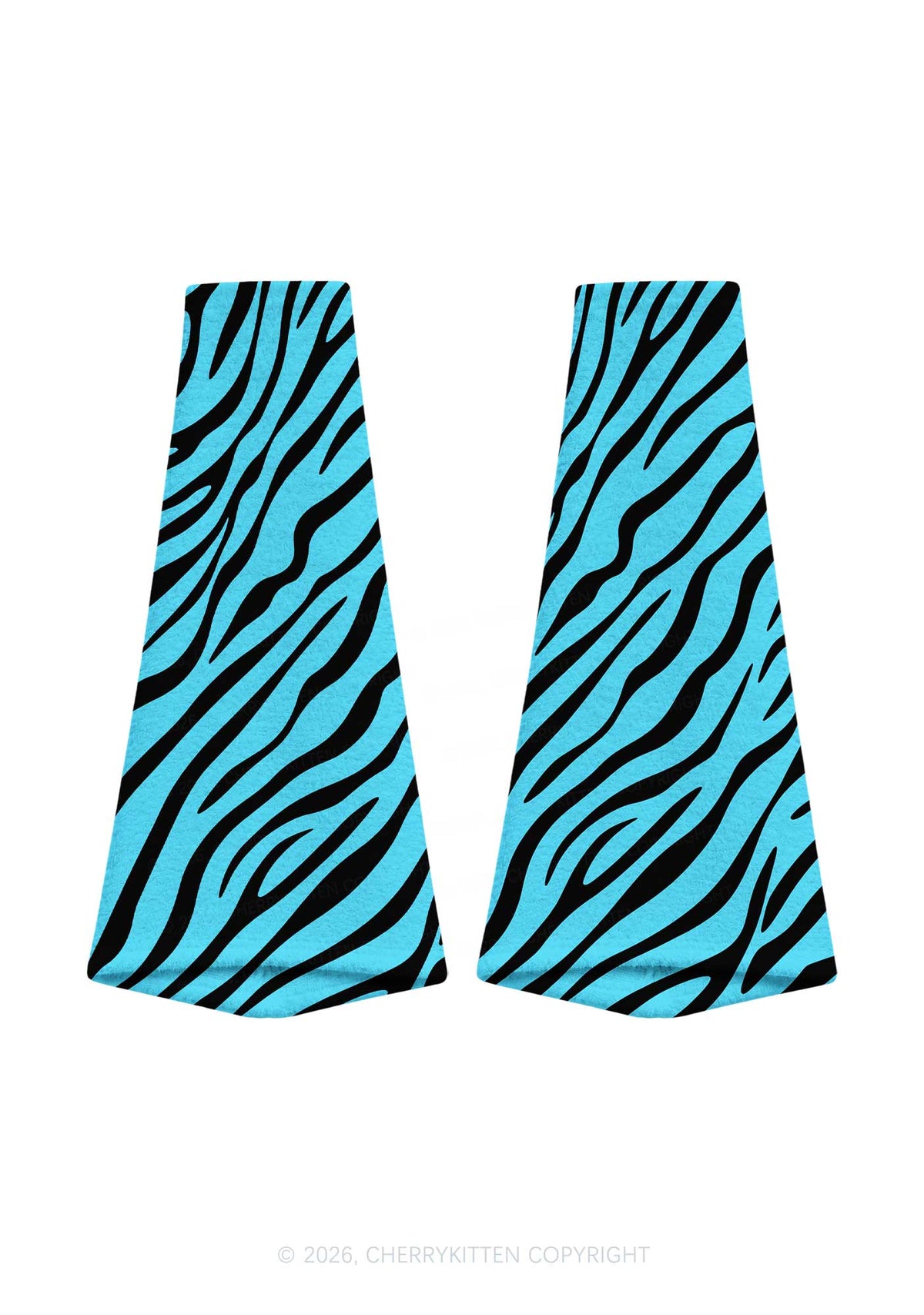 Mint Blue Zebra Stripe Y2K Print Fuzzy Flared Leg Warmers Cherrykitten