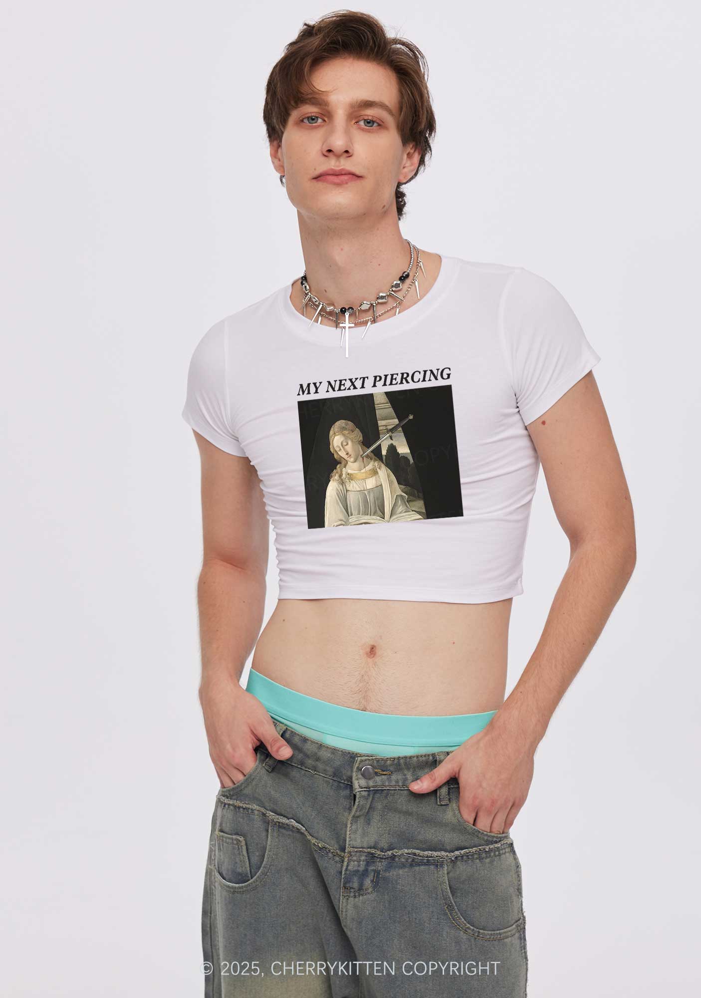 My Next Piercing Y2K Baby Tee Cherrykitten