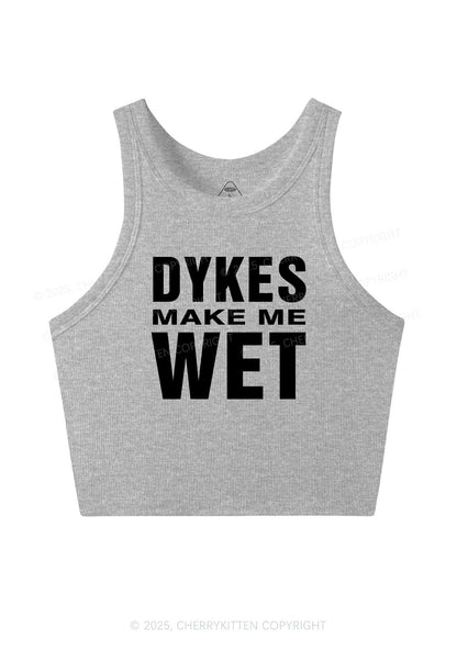Dykes Make Me Wet Pride Y2K Crop Tank Top Cherrykitten