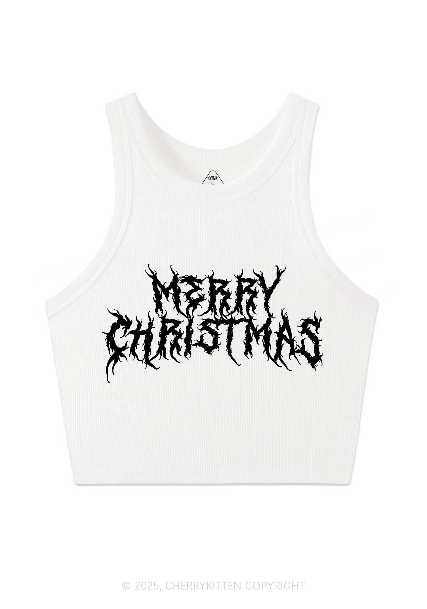 Merry Christmas Y2K Crop Tank Top Cherrykitten