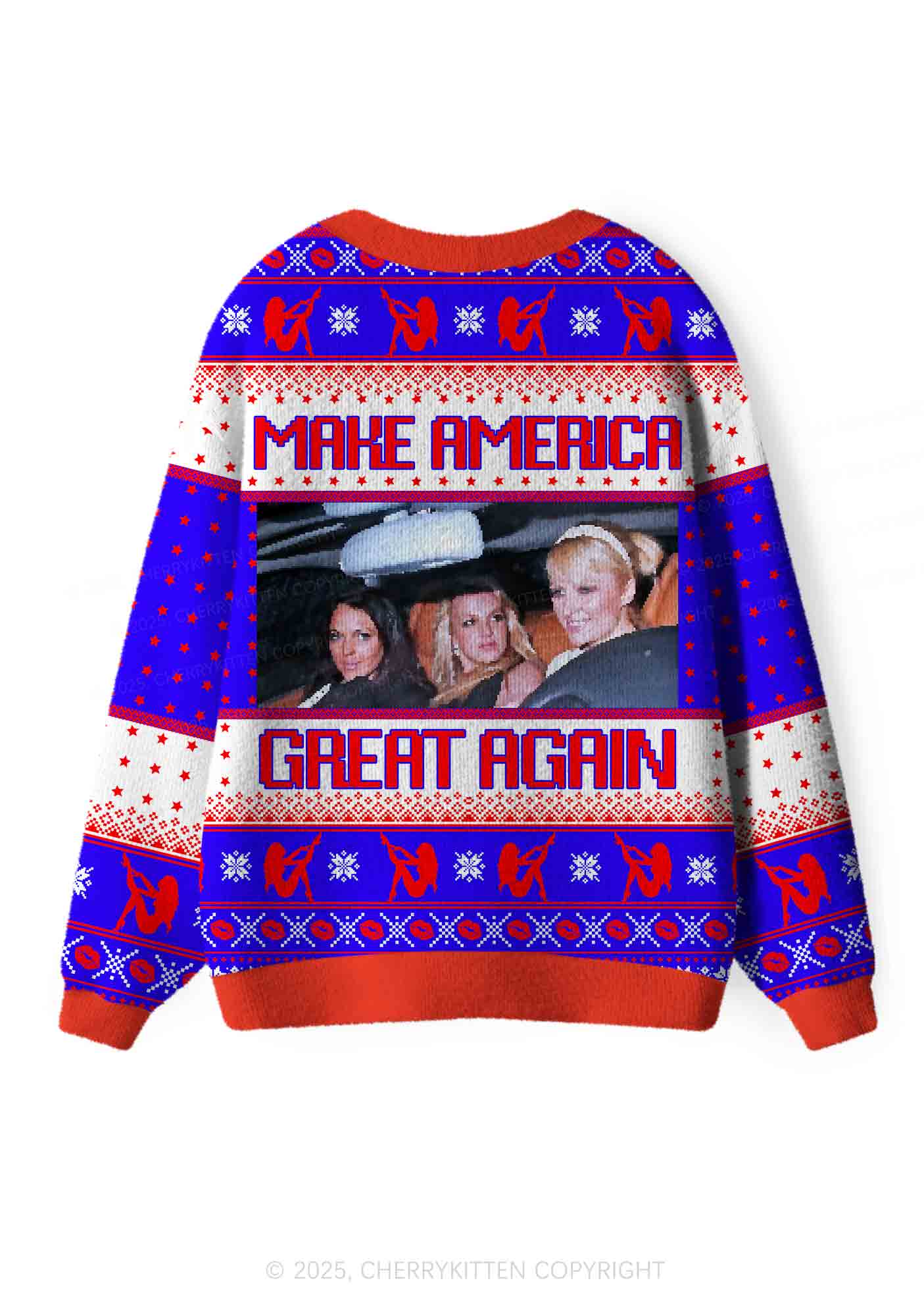 Make America Great Again Y2K Christmas Cardigan Knit Sweatshirt Cherrykitten
