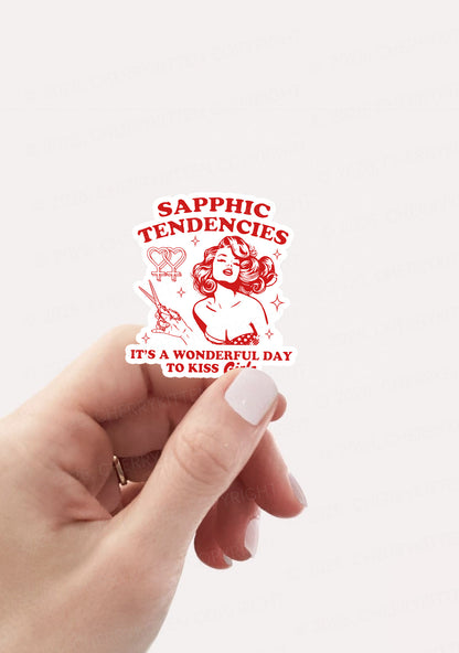 Sapphic Tendencies Kiss Girls Pride 1pc Y2K Sticker Cherrykitten