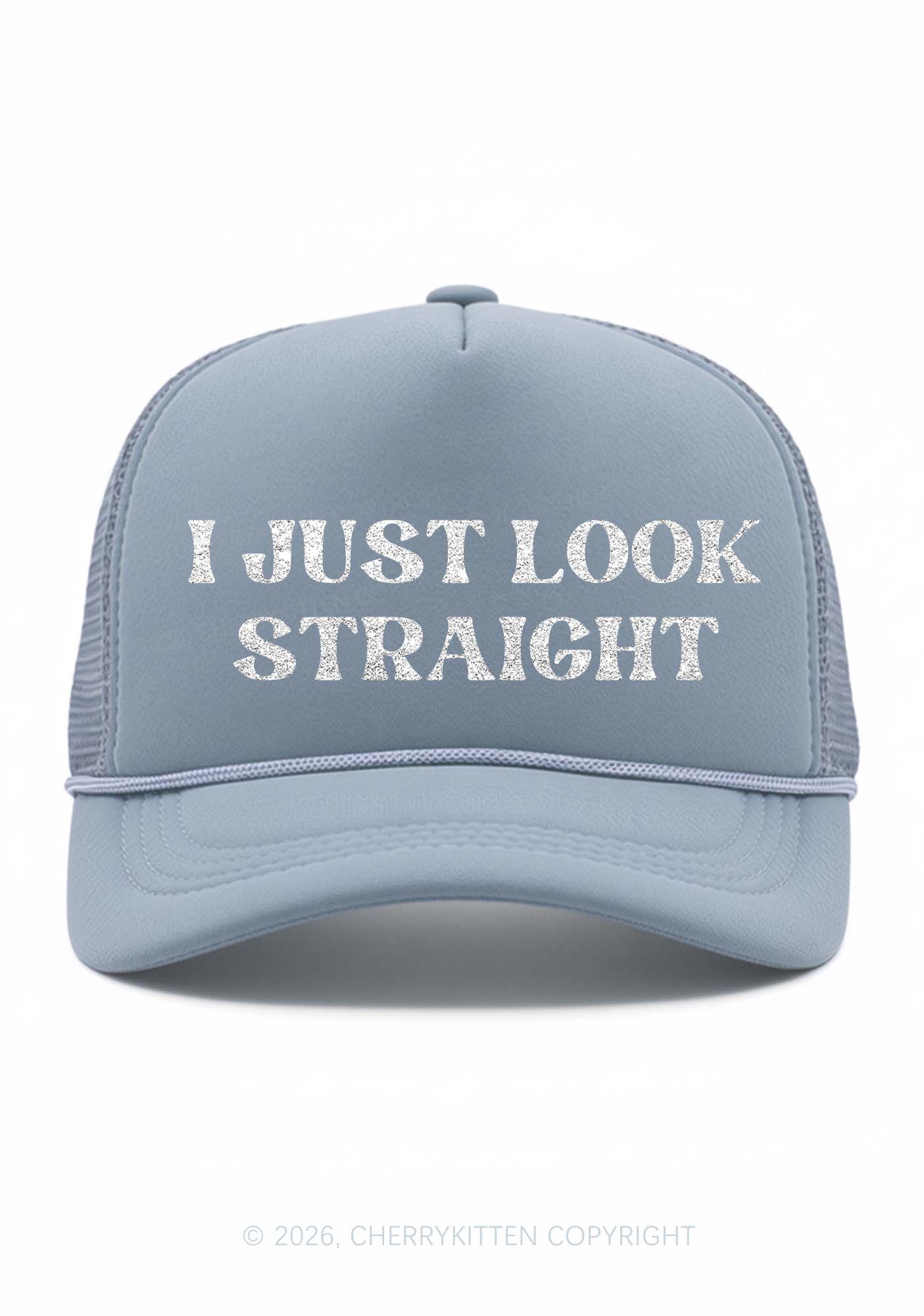 Glitter I Just Look Straight Pride Y2K Trucker Hat Cherrykitten