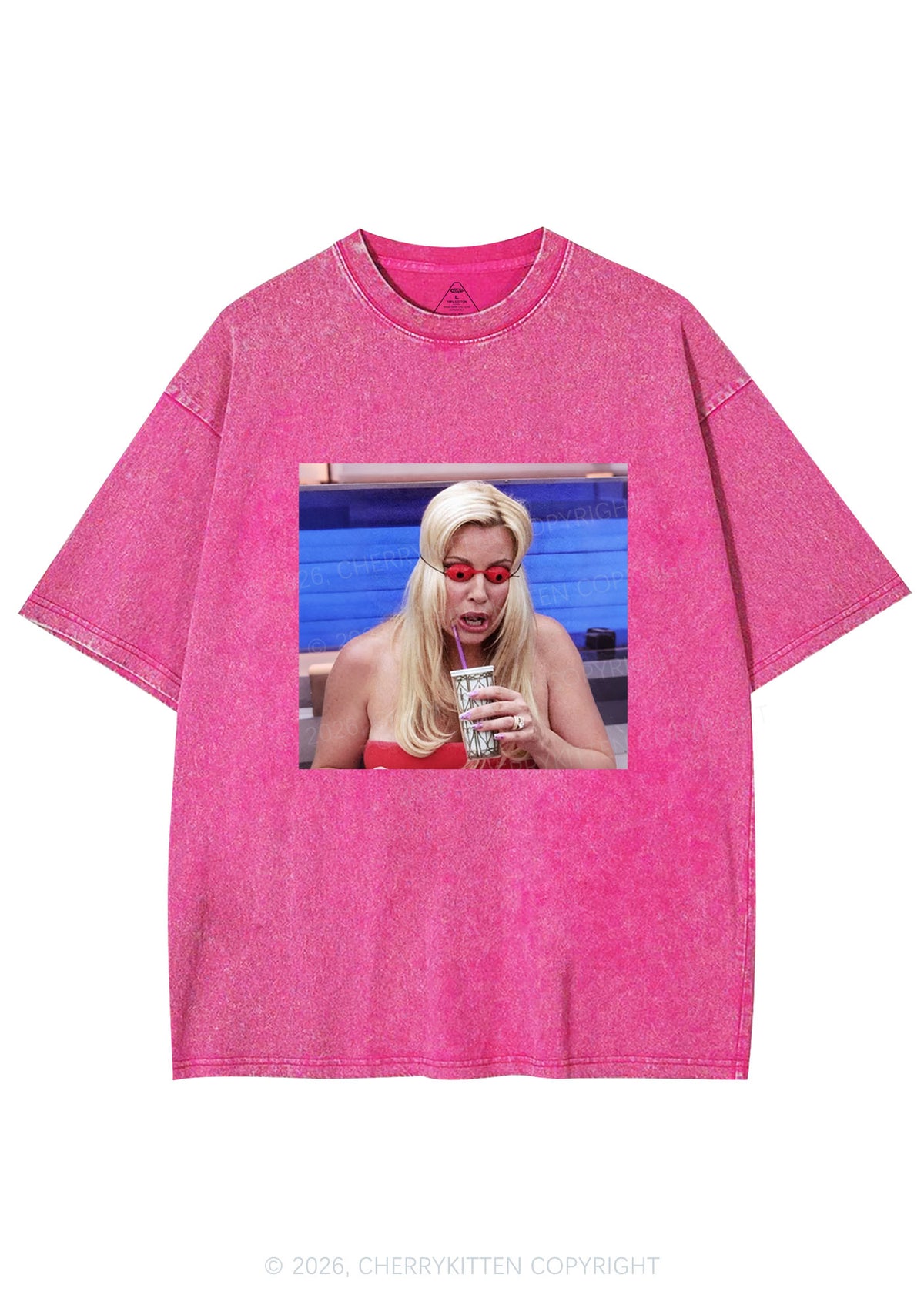 Red Eyeball Blonde Y2K Shirts Washed Tee Cherrykitten