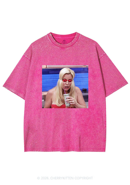 Red Eyeball Blonde Y2K Shirts Washed Tee Cherrykitten
