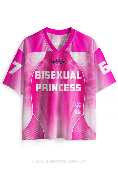 Hot Pink Bisexual Princess Pride Y2K Sport Jersey Shirts Cherrykitten