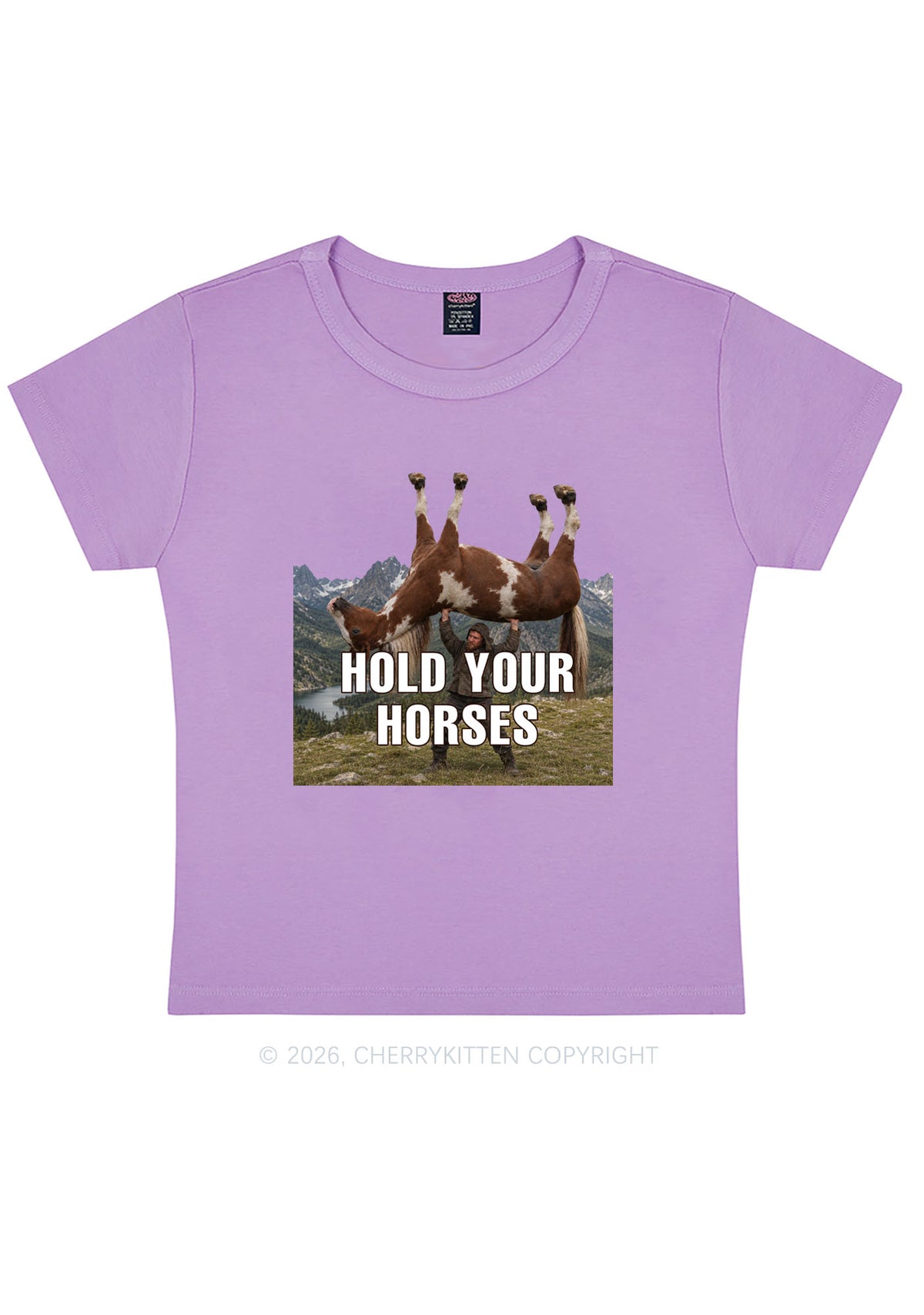 Man Hold Your Horses Y2K Baby Tee Cherrykitten