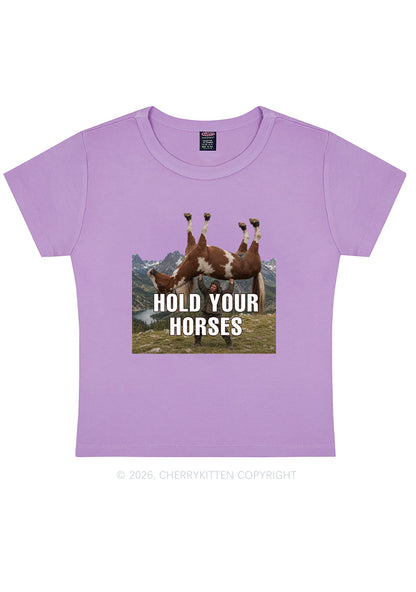 Man Hold Your Horses Y2K Baby Tee Cherrykitten
